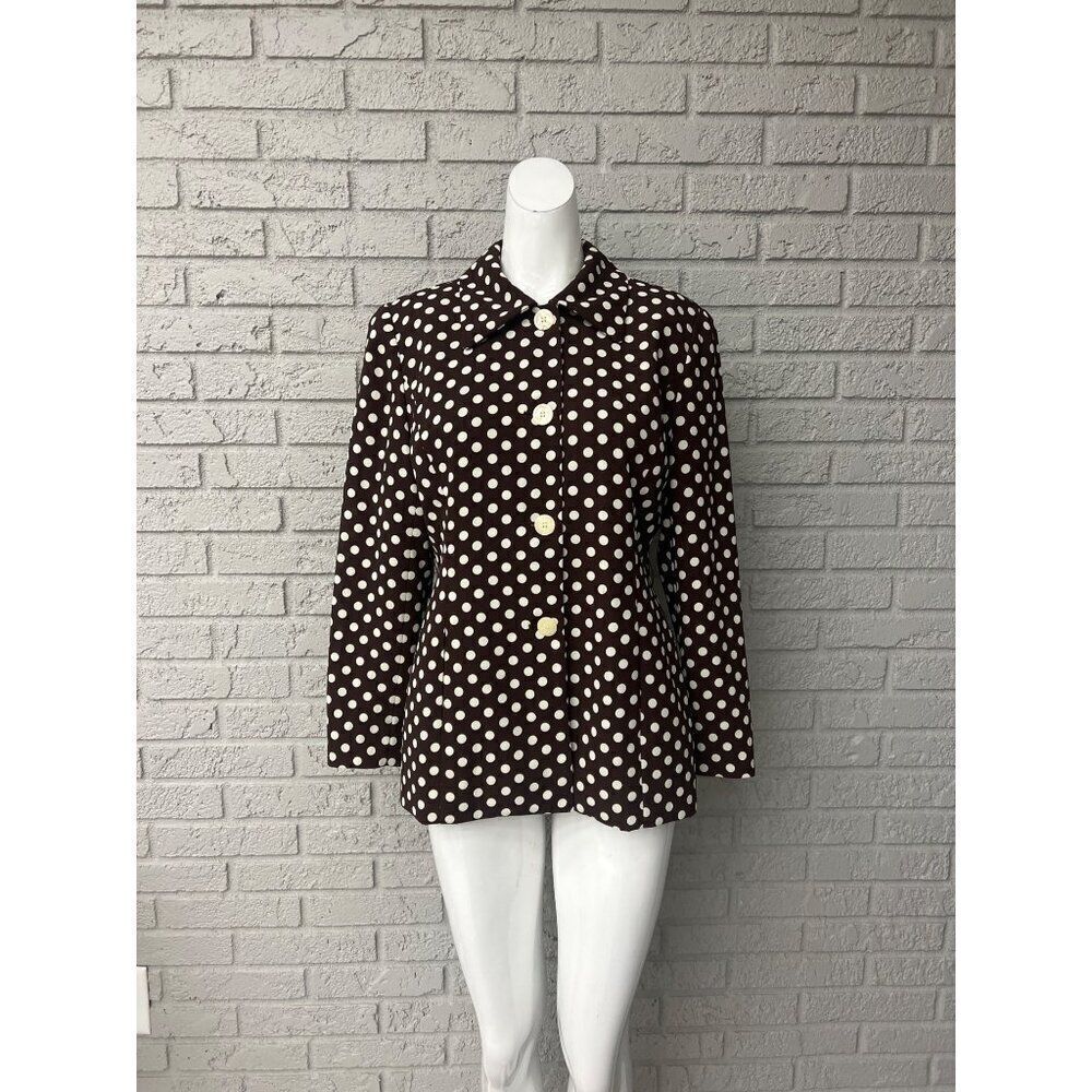 Saville Suit Women Brown/ Cream Polka Dot Blouse Size 10P
